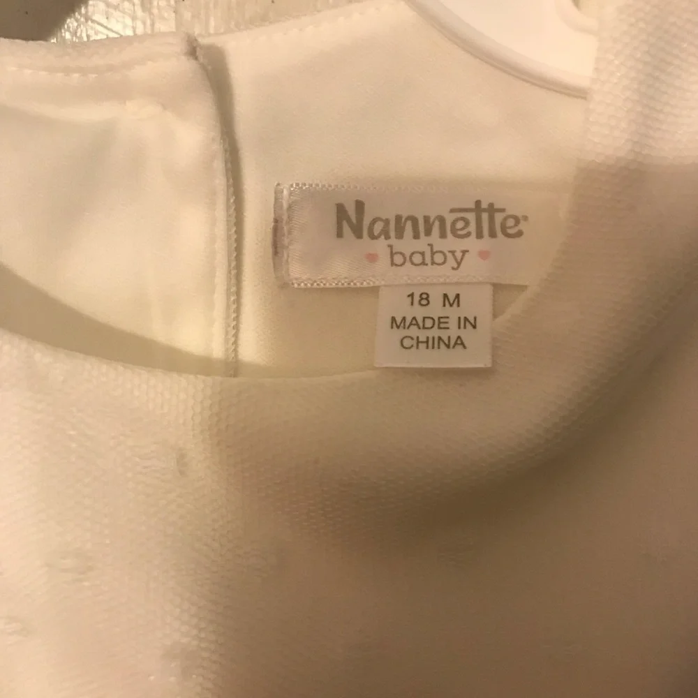 Nannette Baby Ivory Angle-Sleeve Romper 12 months